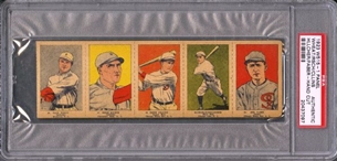 1923 W515-1 Uncut 5 Card Panel Including Wheat, Collins and Faber - PSA AUTHENTIC
